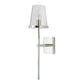 JVI Designs Kent Polished Nickel 1-Light Wall Sconce With Cone-Shaped Clear Glass Shade