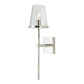 JVI Designs Kent Polished Nickel 1-Light Wall Sconce With Cone-Shaped Clear Glass Shade