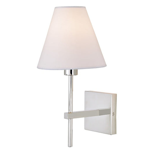 JVI Designs Kent Polished Nickel 1-Light Wall Sconce With Cone-Shaped Fabric Shade