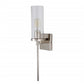 JVI Designs Kent Polished Nickel 1-Light Wall Sconce With Cylindrical Clear Glass Shade