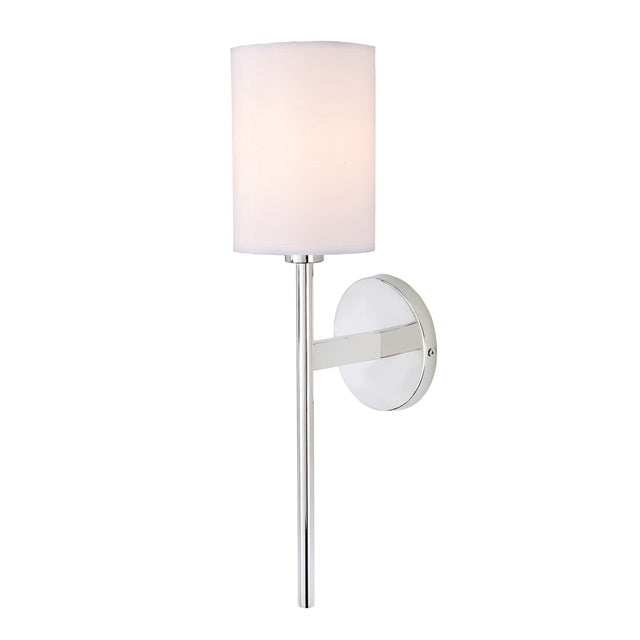 JVI Designs Larchmont Polished Nickel 1-Light Wall Sconce With Cylindrical Fabric Shade