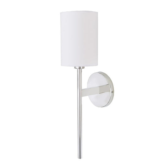 JVI Designs Larchmont Polished Nickel 1-Light Wall Sconce With Cylindrical Fabric Shade