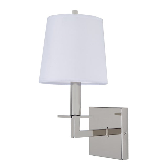 JVI Designs Lisbon Polished Nickel 1-Light Wall Sconce With Cone-Shaped Fabric Shade