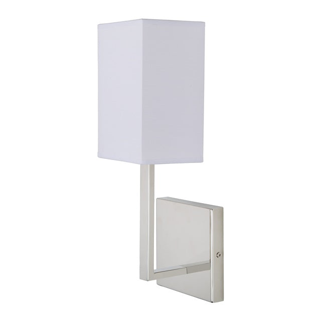 JVI Designs Lisbon Polished Nickel 1-Light Wall Sconce With Rectangular Fabric Shade