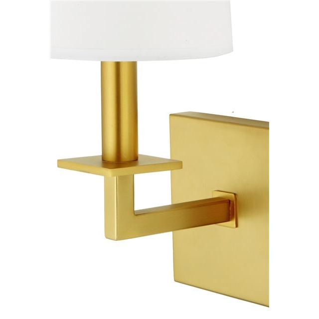 JVI Designs Lisbon Satin Brass 1-Light Wall Sconce With Cone-Shaped Fabric Shade