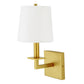 JVI Designs Lisbon Satin Brass 1-Light Wall Sconce With Cone-Shaped Fabric Shade