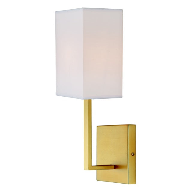 JVI Designs Lisbon Satin Brass 1-Light Wall Sconce With Rectangular Fabric Shade