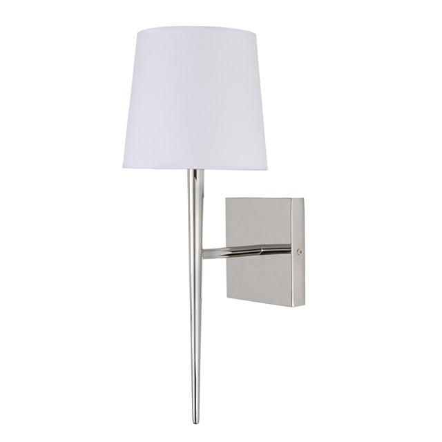JVI Designs Marcus Polished Nickel 1-Light Wall Sconce With Cone-Shaped Fabric Shade