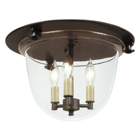 JVI Designs McLean Oil Rubbed Bronze Small Classic Flush Mount Lighting With Clear Mouth Blown Glass Shade