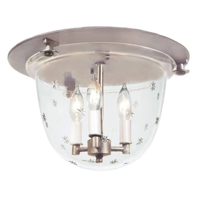 JVI Designs McLean Polished Nickel Small Classic Flush Mount Lighting With Star Etched Mouth Blown Glass Shade