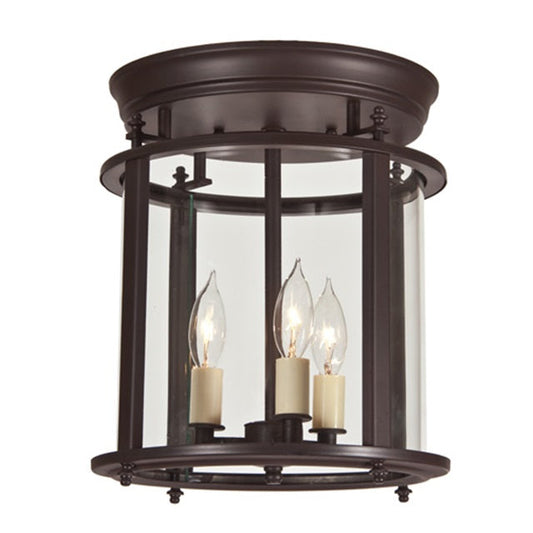 JVI Designs Murray Hill Oil Rubbed Bronze Medium Lantern Flush Mount Lighting With Bent Glass