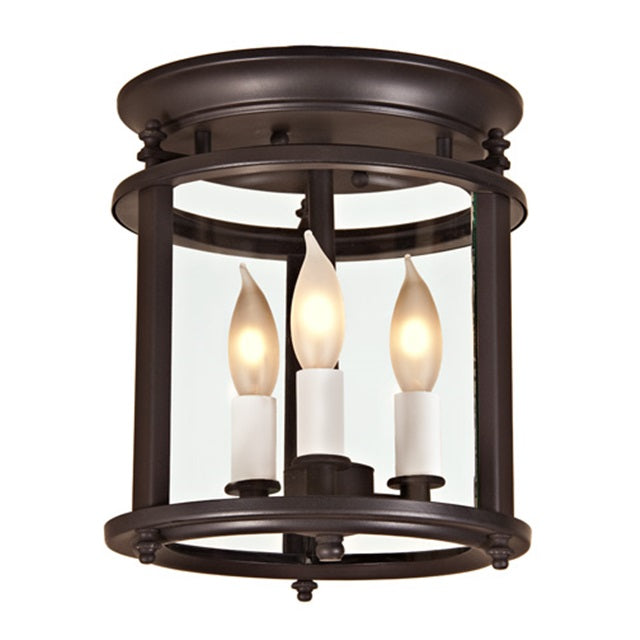 JVI Designs Murray Hill Oil Rubbed Bronze Small Lantern Flush Mount Lighting With Bent Glass