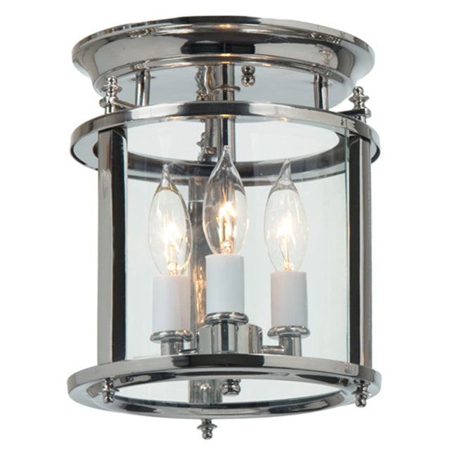 JVI Designs Murray Hill Polished Nickel Small Lantern Flush Mount Lighting With Bent Glass