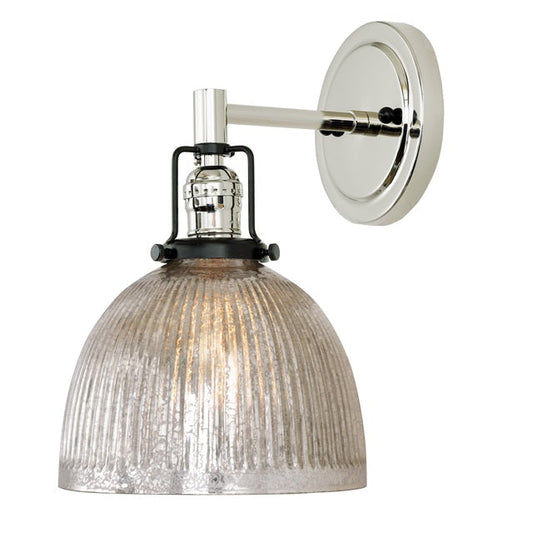 JVI Designs Nob Hill Madison Polished Nickel & Black 1-Light Wall Sconce With Bell-Shaped Mercury Glass Shade