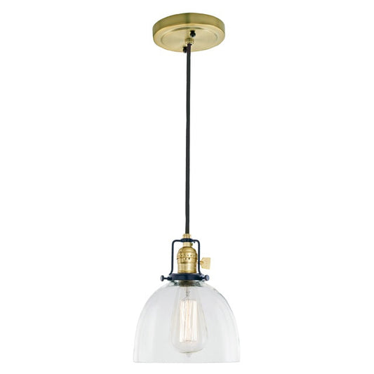 JVI Designs Nob Hill Madison Satin Brass & Black 1-Light Hanging Pendant Lighting With Bell-Shaped Clear Glass Shade
