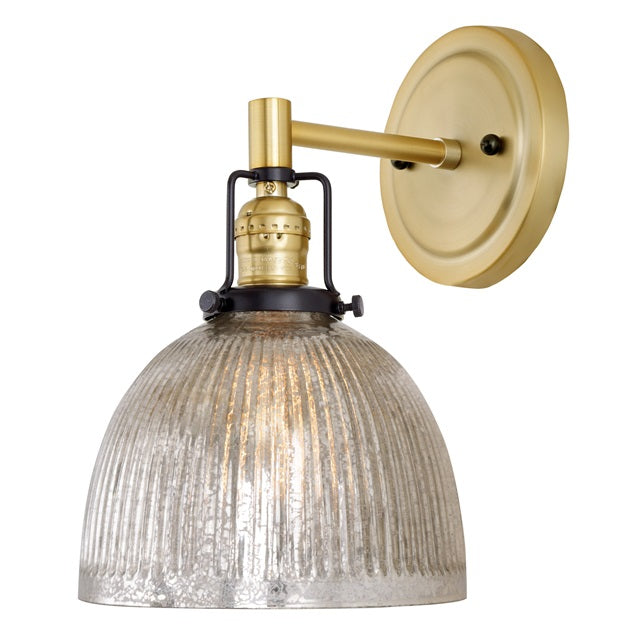 JVI Designs Nob Hill Madison Satin Brass & Black 1-Light Wall Sconce With Bell-Shaped Mercury Glass Shade