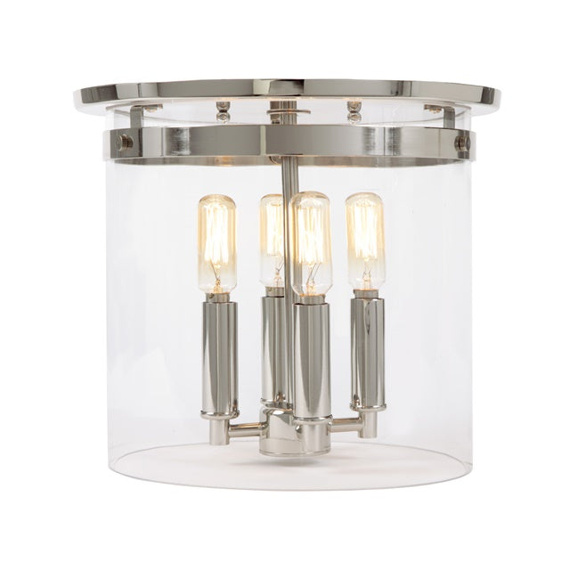 JVI Designs Roxbury Polished Nickel 4-Light Flush Ceiling Mount With Cylinder Glass Shade