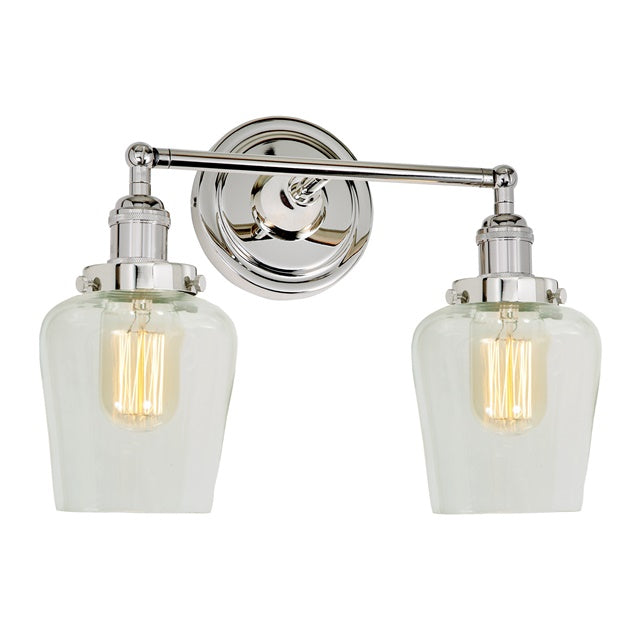 JVI Designs Soho Liberty Polished Nickel 1-Light Wall Sconce With Bell-Shaped Clear Glass Shade