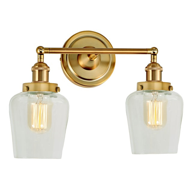 JVI Designs Soho Liberty Satin Brass 1-Light Wall Sconce With Bell-Shaped Clear Glass Shade