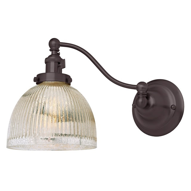 JVI Designs Soho Madison Oil Rubbed Bronze 1-Light Half Swing Wall Sconce With Bell-Shaped Mercury Glass Shade