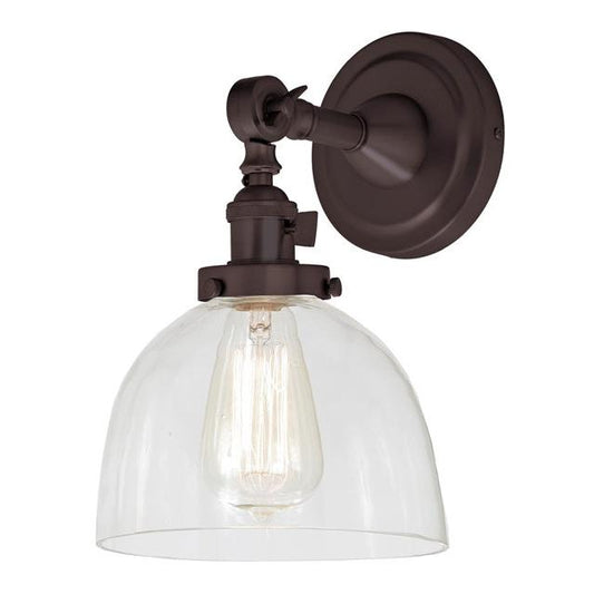 JVI Designs Soho Madison Oil Rubbed Bronze 1-Light Swivel Wall Sconce With Bell-Shaped Clear Glass Shade