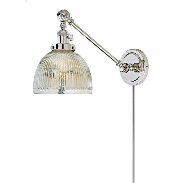 JVI Designs Soho Madison Polished Nickel 1-Light Double Swivel Wall Sconce With Bell-Shaped Mercury Glass Shade