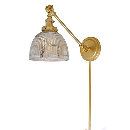 JVI Designs Soho Madison Satin Brass 1-Light Double Swivel Wall Sconce With Bell-Shaped Mercury Glass Shade