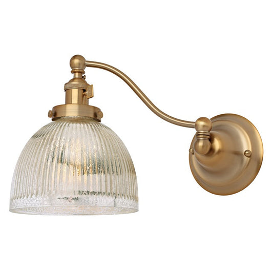 JVI Designs Soho Madison Satin Brass 1-Light Half Swing Wall Sconce With Bell-Shaped Mercury Glass Shade