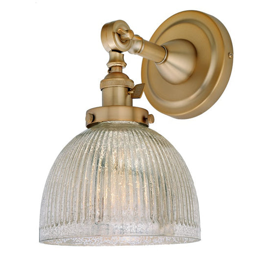 JVI Designs Soho Madison Satin Brass 1-Light Swivel Wall Sconce With Bell-Shaped Mercury Glass Shade