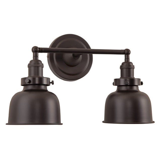 JVI Designs Soho Oil Rubbed Bronze 2-Light Wall Sconce With Bell-Shaped Metal Shade