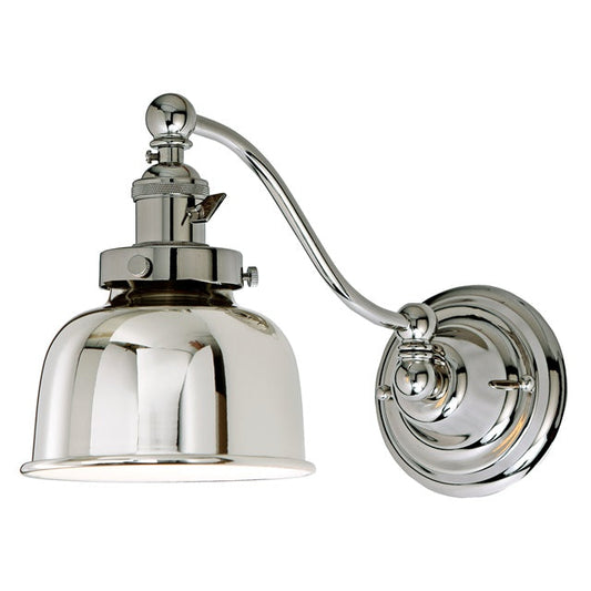 JVI Designs Soho Polished Nickel 1-Light Half Swivel Wall Sconce With Bell-Shaped Metal Shade