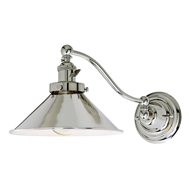 JVI Designs Soho Polished Nickel 1-Light Half Swivel Wall Sconce With Cone-Shaped Metal Shade