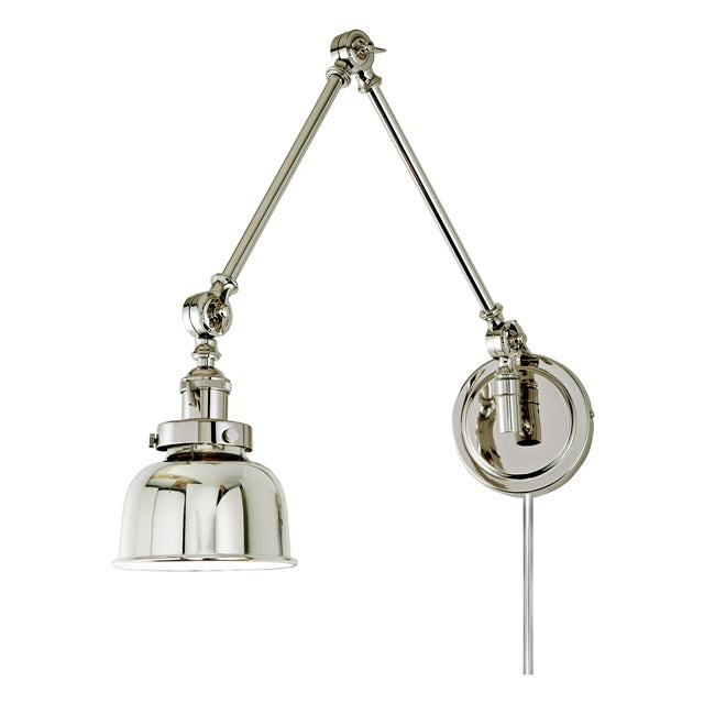 JVI Designs Soho Polished Nickel 1-Light Triple Swivel Wall Sconce With Bell-Shaped Metal Shade