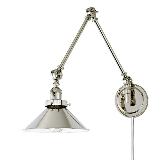 JVI Designs Soho Polished Nickel 1-Light Triple Swivel Wall Sconce With Cone-Shaped Metal Shade