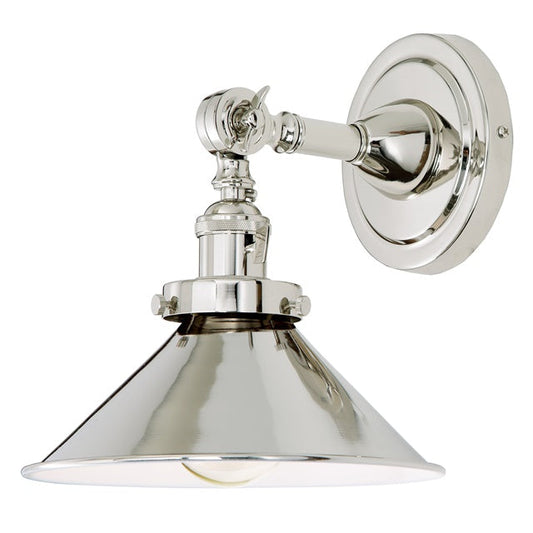 JVI Designs Soho Polished Nickel 1-Light Wall Sconce With Cone-Shaped Metal Shade