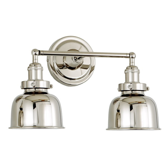 JVI Designs Soho Polished Nickel 2-Light Wall Sconce With Bell-Shaped Metal Shade