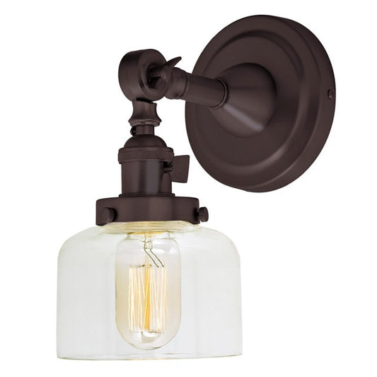 JVI Designs Soho Shyra Oil Rubbed Bronze 1-Light Swivel Wall Sconce With Bell-Shaped Clear Glass Shade