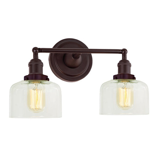 JVI Designs Soho Shyra Oil Rubbed Bronze 2-Light Wall Sconce With Bell-Shaped Clear Glass Shade