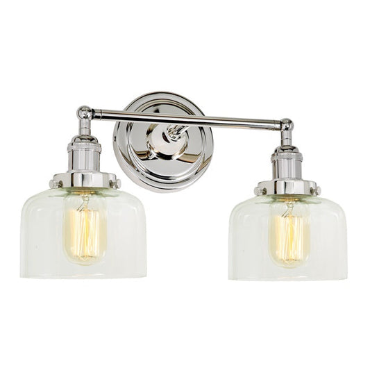 JVI Designs Soho Shyra Polished Nickel 2-Light Wall Sconce With Bell-Shaped Clear Glass Shade