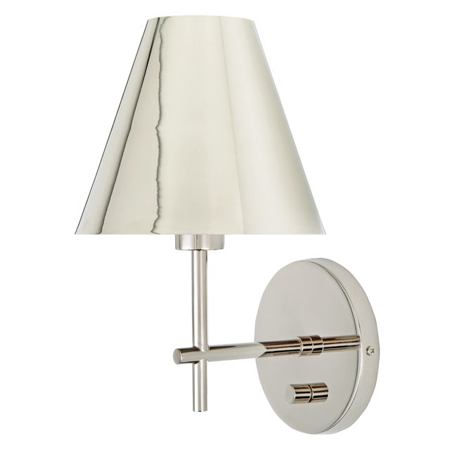 JVI Designs Somerset Polished Nickel 1-Light Wall Sconce With Cone-Shaped Metal Shade