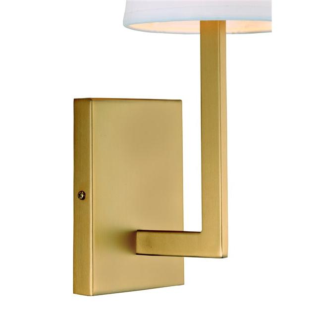 JVI Designs Sullivan Satin Brass 1-Light Wall Sconce With Coned-Shaped White Fabric Shade