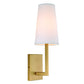 JVI Designs Sullivan Satin Brass 1-Light Wall Sconce With Coned-Shaped White Fabric Shade