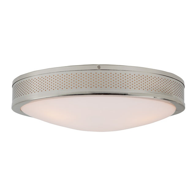 JVI Designs Surrey Polished Nickel 2-Light Round Mesh Frame Flush Ceiling Mount With Frosted Glass Shade