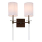 JVI Designs Sutton Oil Rubbed Bronze 2-Light Wall Sconce With Cylinder-Shaped White Fabric Shade