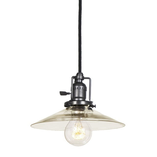JVI Designs Union Square Ashbury Gun Metal 1-Light Hanging Pendant Lighting With Cone-Shaped Clear Glass Shade