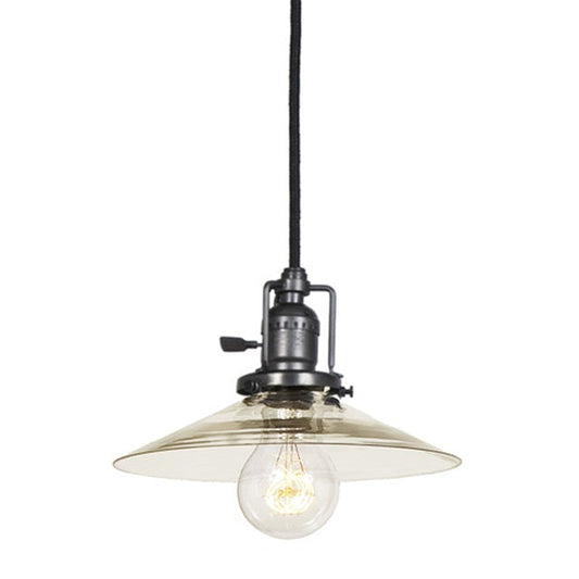 JVI Designs Union Square Ashbury Gun Metal 1-Light Hanging Pendant Lighting With Cone-Shaped Clear Glass Shade