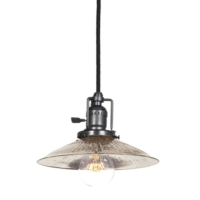 JVI Designs Union Square Ashbury Gun Metal 1-Light Hanging Pendant Lighting With Cone-Shaped Mercury Glass Shade