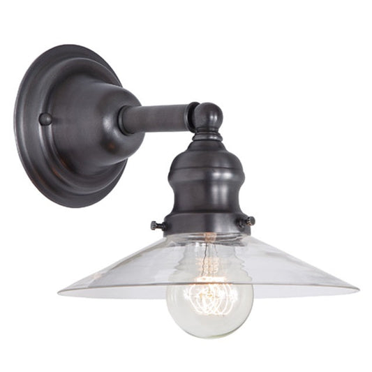 JVI Designs Union Square Ashbury Gun Metal 1-Light Wall Sconce With Cone-Shaped Clear Glass Shade