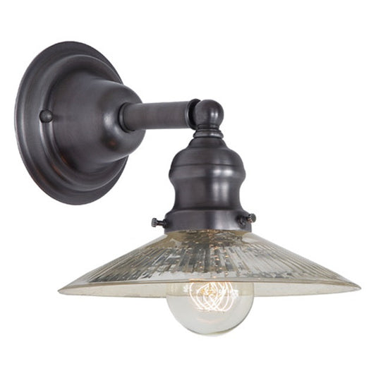 JVI Designs Union Square Ashbury Gun Metal 1-Light Wall Sconce With Cone-Shaped Mercury Glass Shade