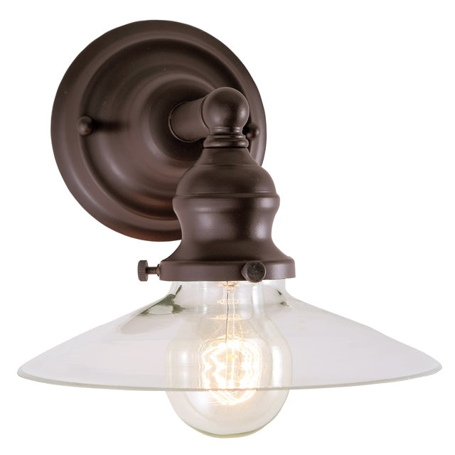 JVI Designs Union Square Ashbury Oil Rubbed Bronze 1-Light Wall Sconce With Cone-Shaped Clear Glass Shade